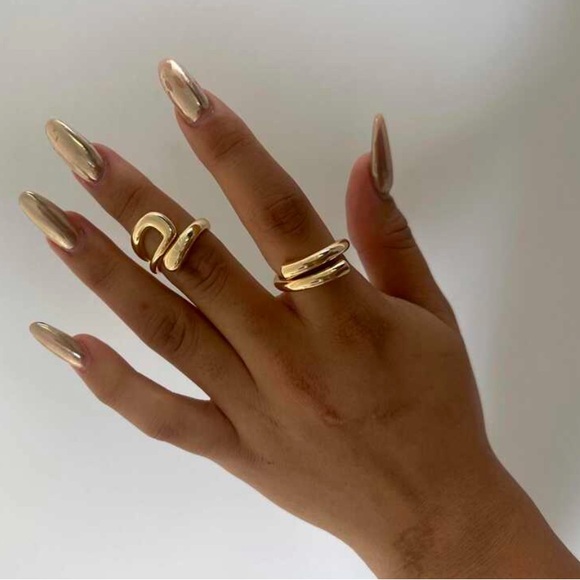 2 Yellow Gold Ring Set Copper Fashion Jewelry - Picture 6 of 12